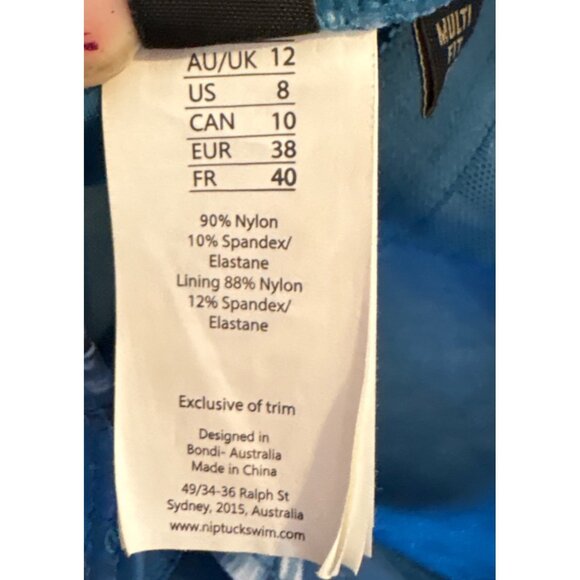 NipTuck Swimsuit Womens Floral Blue One Piece With Ruched Detail US Size 8 - Picture 9 of 10